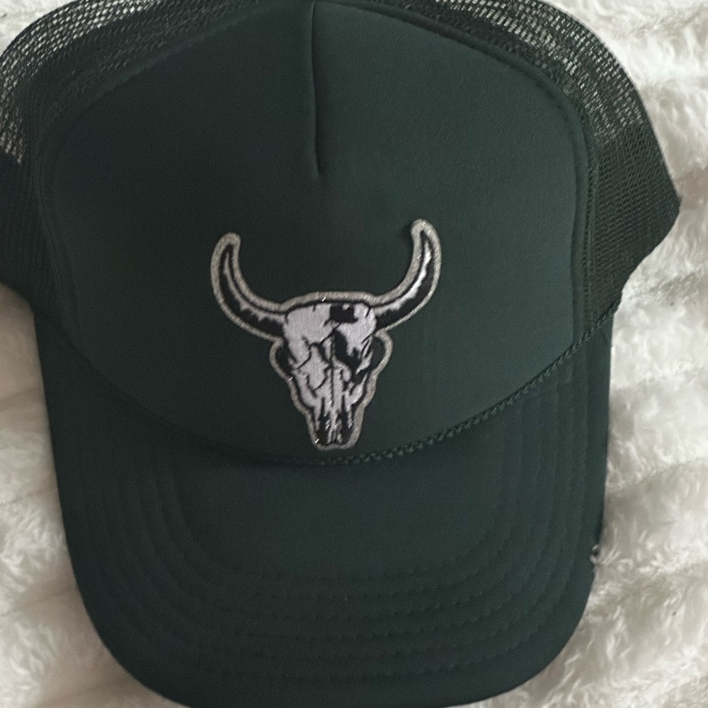 Hollister Green and Black Bull Skull Hat